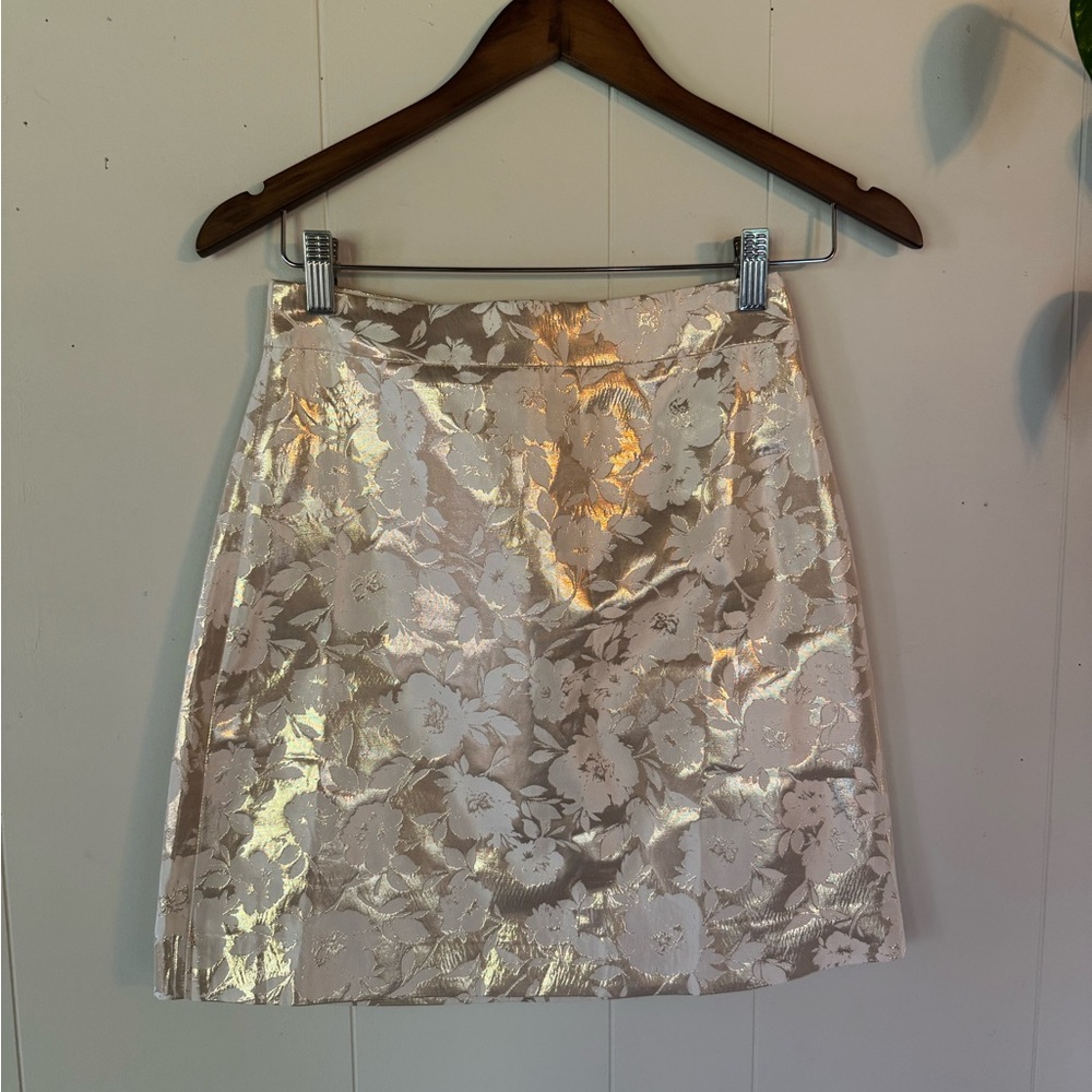 J. Crew Rose Gold Floral Blouse & Skirt Set